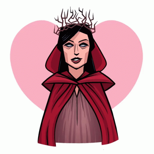 Woman in Red Cape and Crown of Thorns