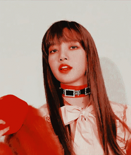 Woman in Red Choker and Red Fur Coat