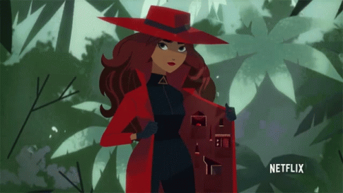 Woman in Red Coat and Hat With Netflix Logo