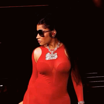Woman In Red Dress And Sunglasses GIF