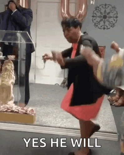 Woman in Red Dress Dancing Yes He Will