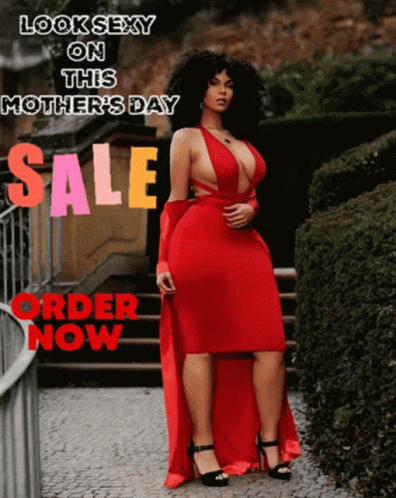 Woman In Red Dress For Mother's Day GIF