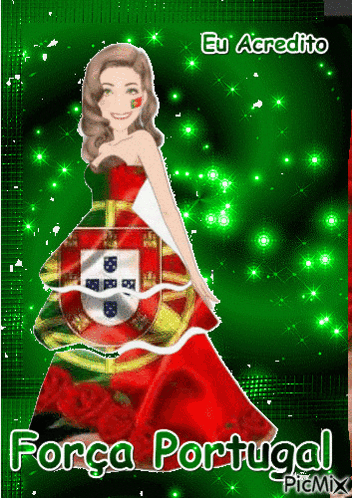 Woman In Red Dress Força Portugal GIF