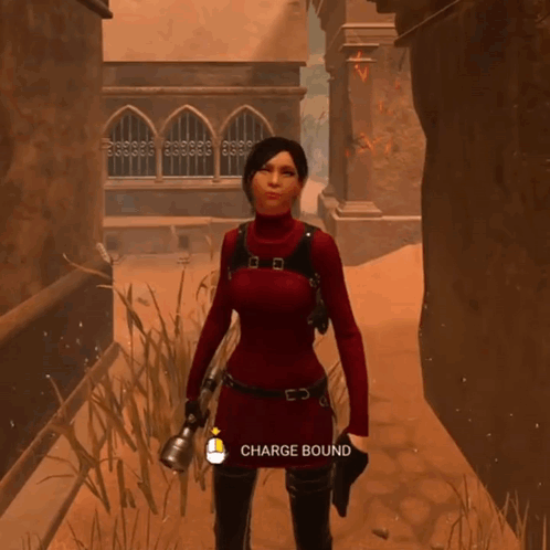 Woman in Red Dress Holding Flashlight Charge Bound