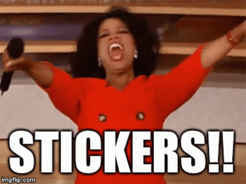 Woman in Red Dress Holding Microphone Saying Stickers