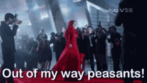 Woman in Red Dress Out of My Way Peasants