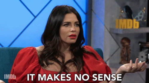 Woman in Red Dress Saying It Makes No Sense