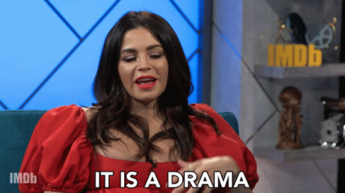 Woman in Red Dress Saying It's a Drama on IMDb