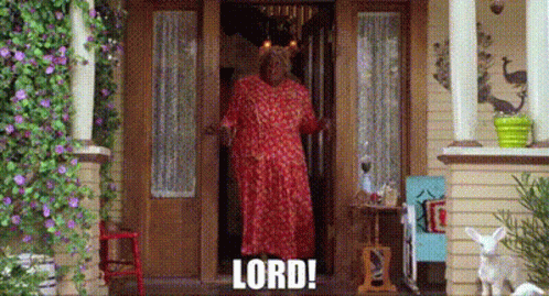 Woman In Red Dress Saying Lord GIF