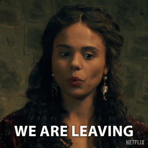 Woman in Red Dress Saying We Are Leaving Netflix