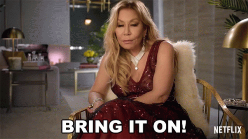 Woman In Red Dress Says Bring It On Netflix GIF