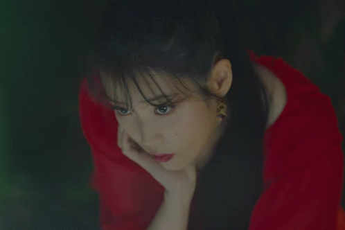 Woman In Red Dress Thinking GIF