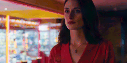 Woman In Red Dress Walk Slow GIF