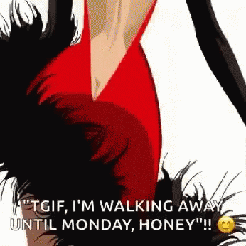 Woman in Red Dress Walking Away Until Monday Honey