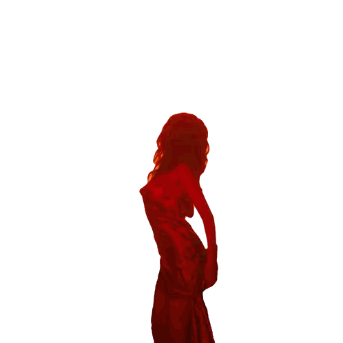 Woman in Red Dress With Arms Up