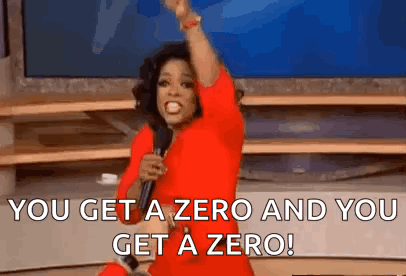 Woman In Red Dress With Microphone Saying You Get A Zero And You Get A Zero GIF