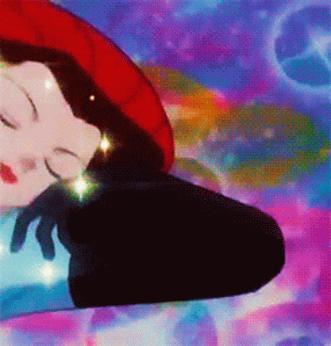 Woman in Red Hat and Black Gloves Sleeping