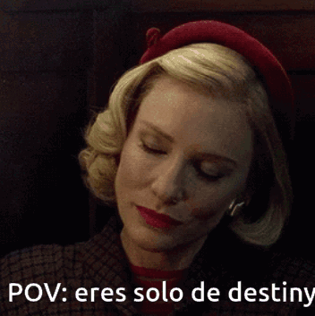 Woman in Red Hat and Plaid Jacket With Pov Eres Solo De Destiny