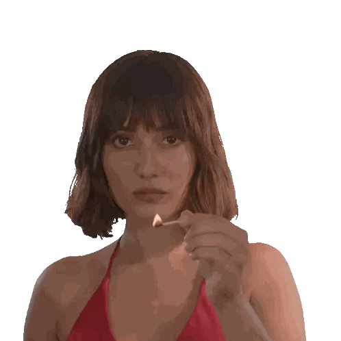 Woman in Red Holding Food