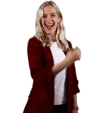 Woman in Red Jacket and White Shirt