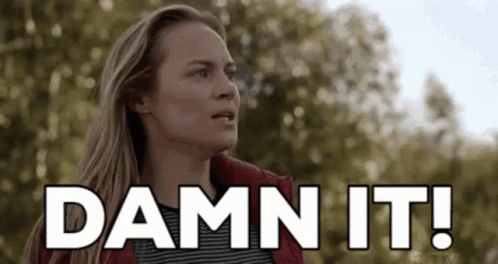 Woman in Red Jacket Says Damn It in Front of Trees