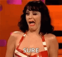 Woman in Red Latex Dress Making Funny Face