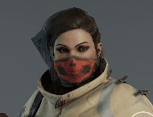Woman in Red Mask with Skull