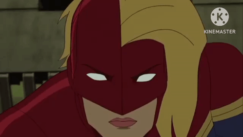 Woman In Red Mask With White Eyes GIF