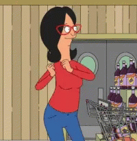 Woman In Red Next To Shopping Cart With Soda Bottles GIF