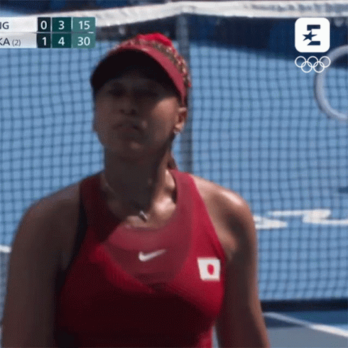 Woman in Red Nike Tank Top Score 0-3