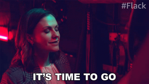 Woman in Red Room Says It's Time to Go