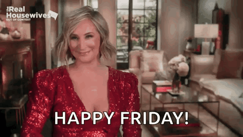 Woman In Red Sequined Dress Standing In Living Room GIF