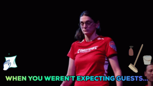 Woman in Red Shirt Comedytime