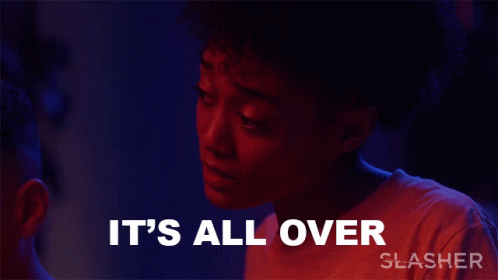 Woman In Red Shirt It's All Over Slasher GIF