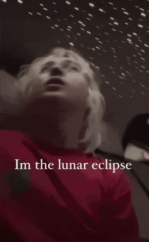 Woman in Red Shirt Saying Im The Lunar Eclipse