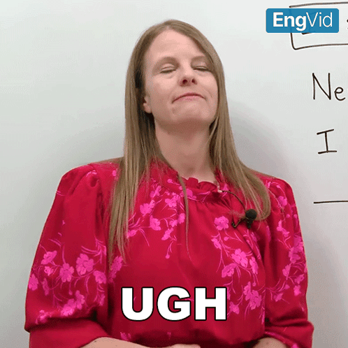 Woman In Red Shirt Saying Ugh In Front Of Whiteboard GIF