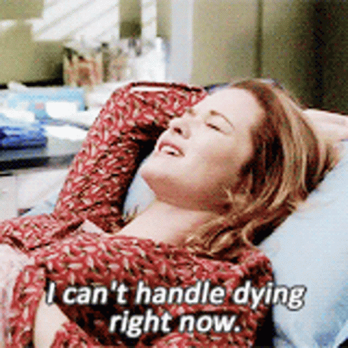 Woman in Red Shirt Says I Can't Handle Dying Right Now