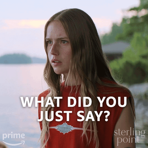 Woman in Red Shirt What Did You Just Say