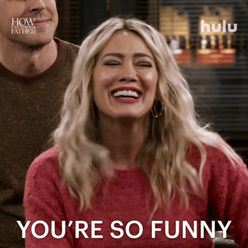 Woman In Red Sweater Laughing You're So Funny GIF