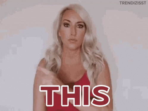 Woman in Red Tank Top Saying This