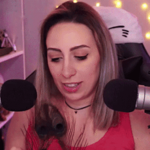 Woman In Red Tank Top Speaking GIF
