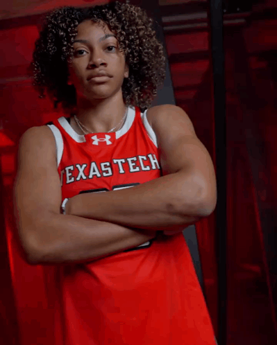Woman In Red Texas Tech Jersey GIF