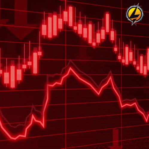 Woman in Red Top Next to Red Graph