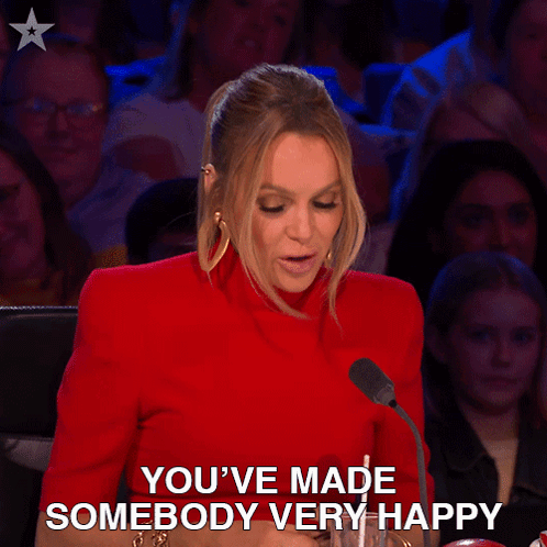 Woman in Red Top Says You've Made Somebody Very Happy