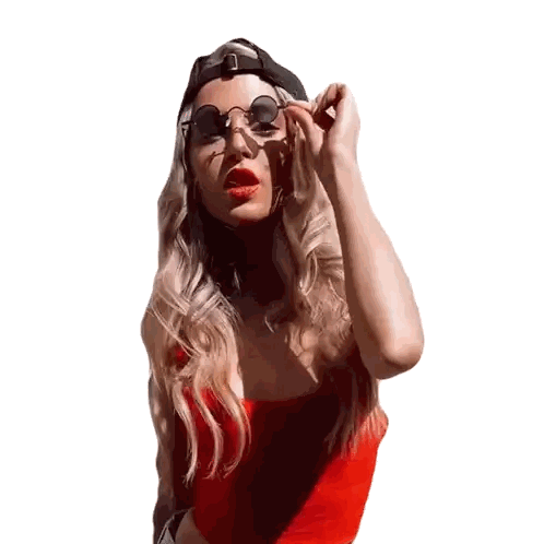Woman in Red Top Sticking Out Tongue