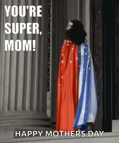 Woman in Red White Blue Cape on Mother's Day