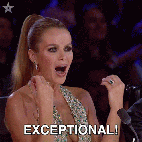 Woman in Revealing Dress Saying Exceptional