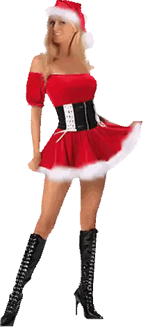 Woman in Santa Costume and Black Boots