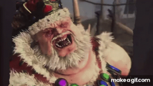Woman in Santa Costume Saying Merry Christmas