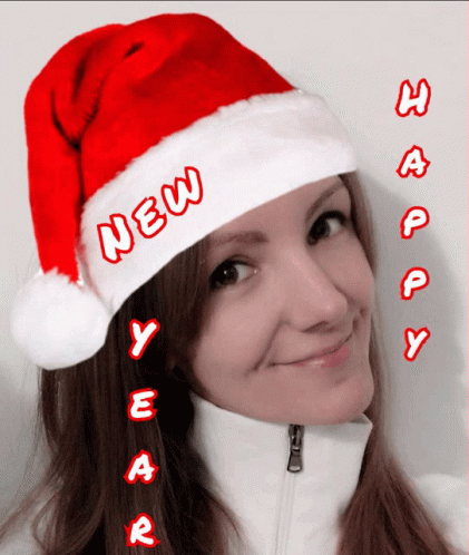 Woman in Santa Hat Says New Year